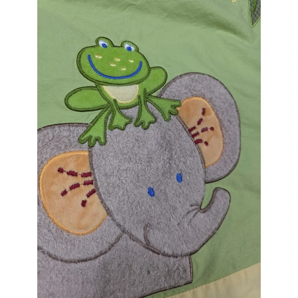 NoJo Jungle Babies Valance Set 2 Green Monkey Lion Safari Nursery 14x58 Tab‎ Top
